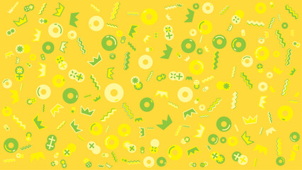 Yellow background with green and yellow geometric shapes. Perfect for modern design projects, presentations, flyers, banners, and digital artwork.
