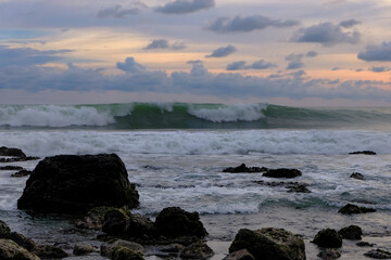 before sunset and the sound of the waves on Mengati beach