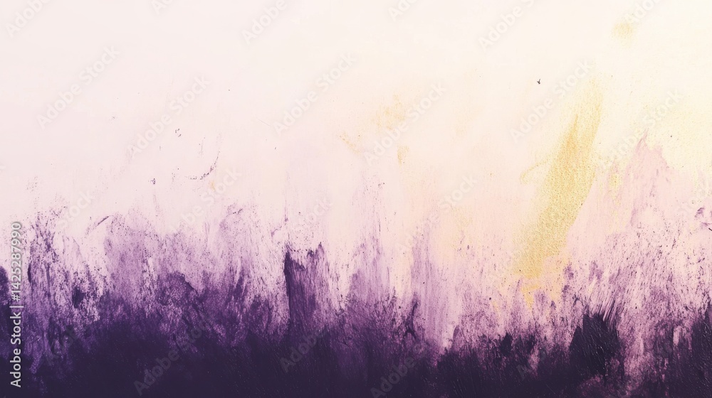 Poster Subtle pencil strokes and stains in gradient lavender and yellow blend creating abstract texture with soft focus