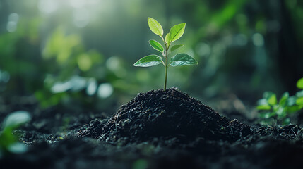 Witnessing a Seedling's Growth. Observing the Stages of Plant Development from Sprout to Young Plant  Showcasing Nature s Resilience and the Beauty of New Life in a Lush Green Environment ai genrative