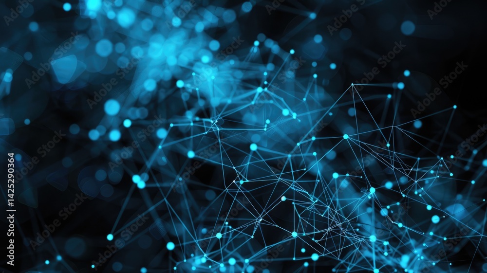 Poster dynamic abstract image featuring azure graphs on a black background. the composition highlights inte