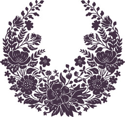 Fototapeta premium Silhouette delicate blossom floral illustration - frame, border design