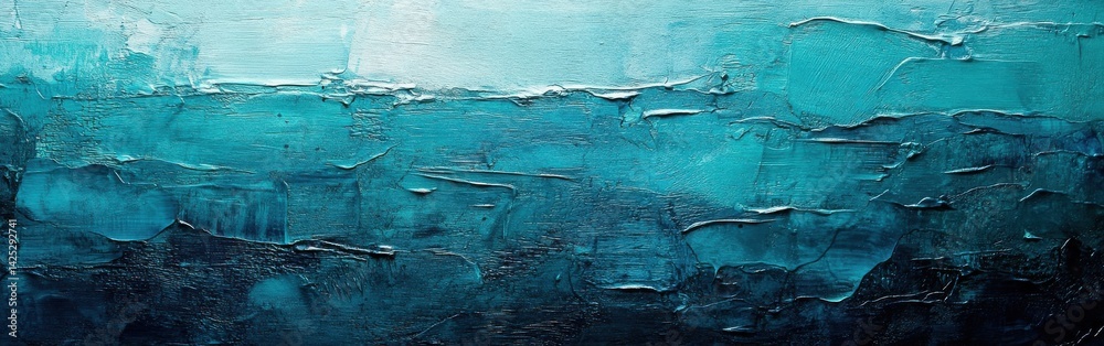 Poster deep turquoise textured background with subtle gradients and abstract patterns created with thick pa