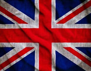  Close up full framed wave United Kingdom Union Jack fabric flag background.