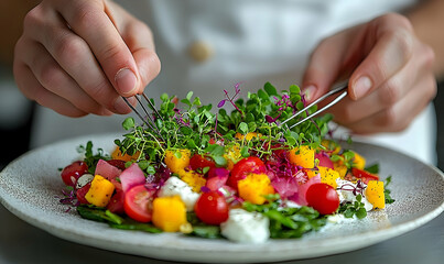 Fresh salad preparation vibrant colors healthy eating food photography