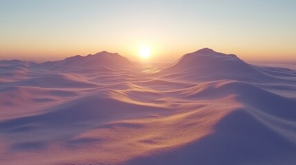 Snowy mountains sunset