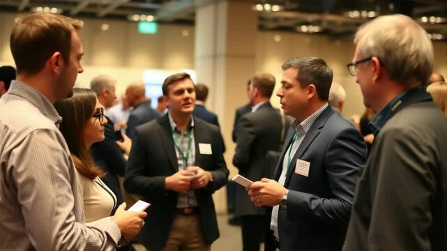 Dynamic Networking, Professionals Engaging in Meaningful Discussions at Conference