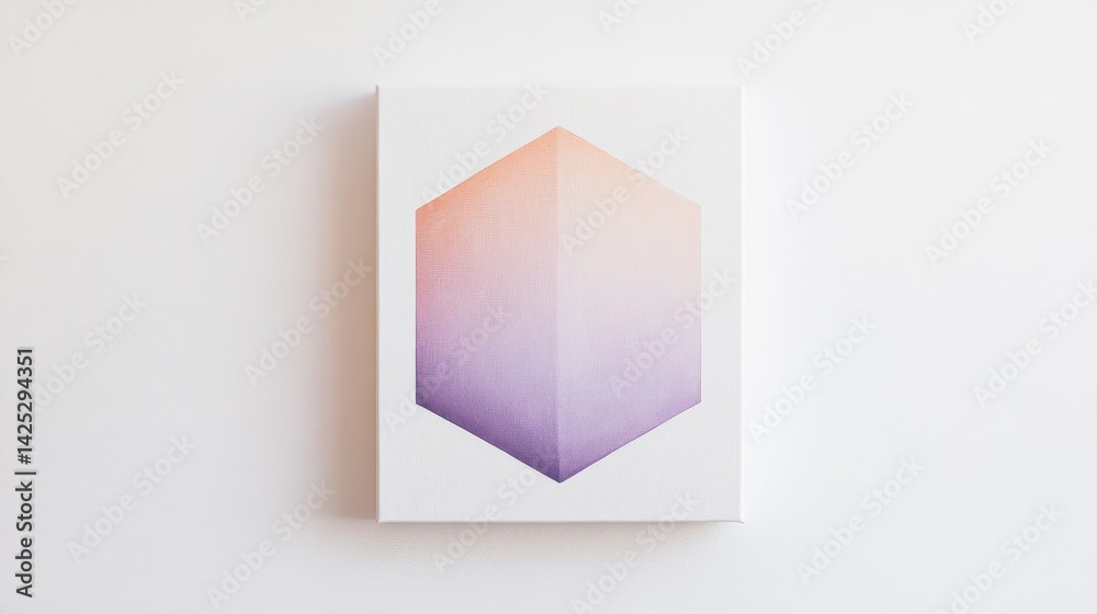 Aufkleber Modern art canvas featuring an abstract geometric shape with a gradient color scheme on a clean white backdrop