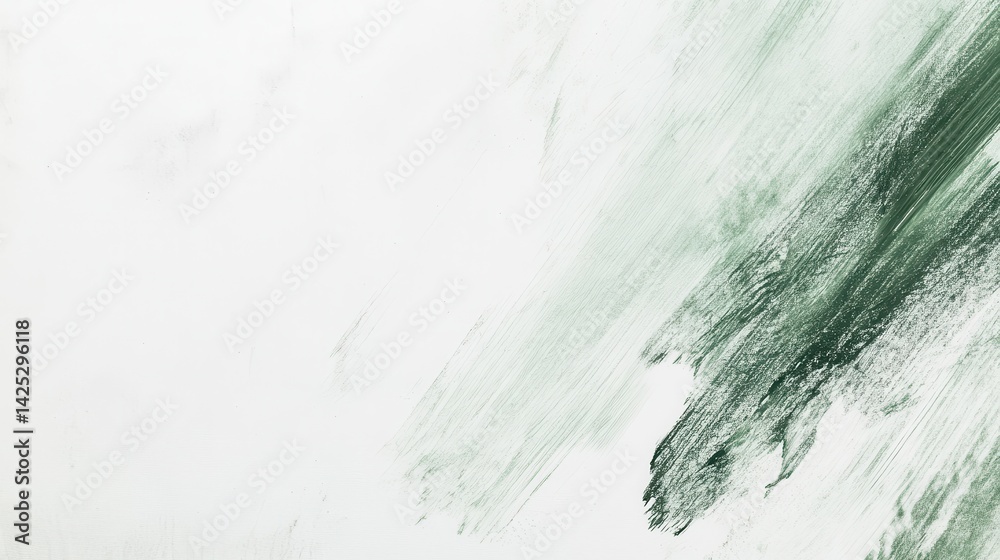 Poster Soft white background with a muted green pencil stroke effect, diagonal composition, creating a subtle, textured artistic design.