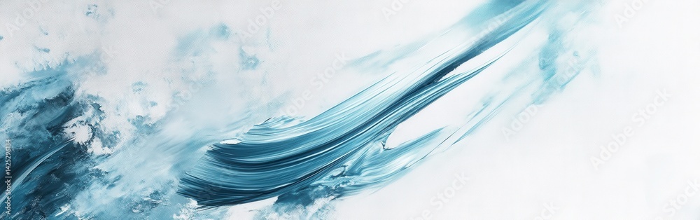 Leinwandbilder soft white canvas featuring a bold pencil stroke in teal and blue tones, creating a dynamic wave or 