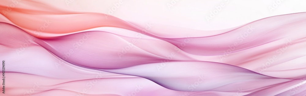 Poster soft, flowing waves of light fabric in muted lavender and coral tones create a dreamy, abstract back