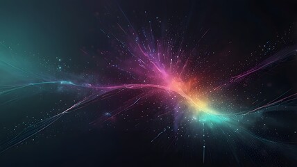Fototapeta premium Radiant energy burst of pink and teal lights in a futuristic dark space