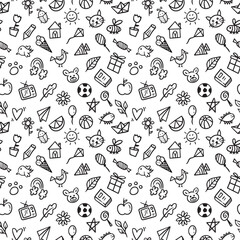 Doodle pattern vector. Seamless doodle background