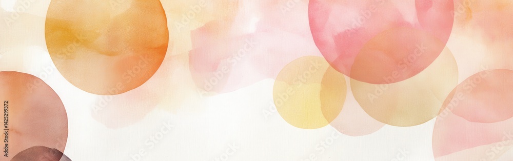 Poster watercolor circles in warm pastel shades create a soft and dreamy background, perfect for adding a t