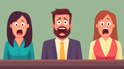 Office workers reacting to their boss announcing an outrageous fake policy