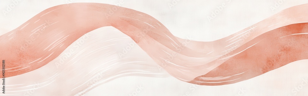 Poster watercolor wash: abstract pencil strokes with gentle flowing salmon tones on canvas texture backgrou