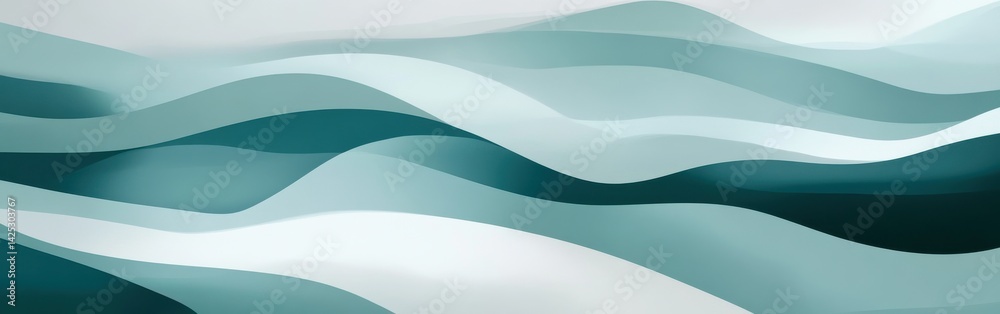 Poster Abstract pattern in muted teal tones arranged naturally in a serene, wavy composition ideal for modern background applications.