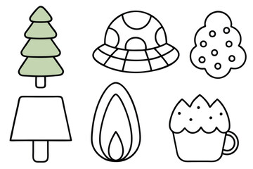 forest green line art botanical pattern for interior decor