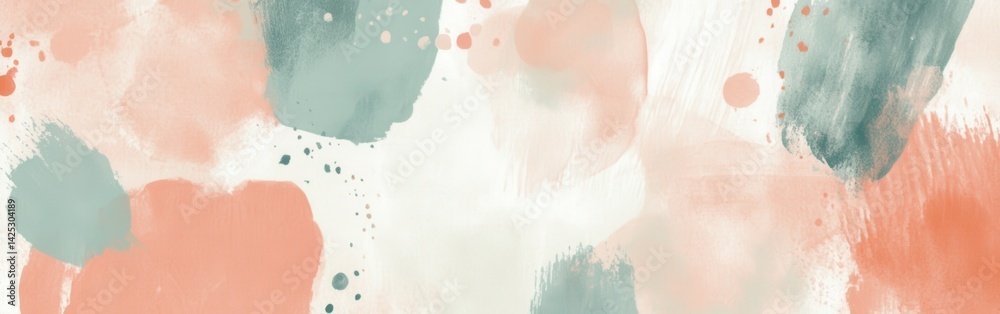 Poster abstract dotted pencil strokes pattern in muted peach and teal - modern artistic background with wat