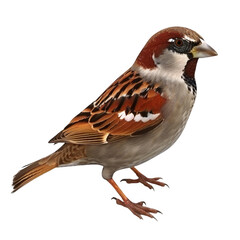 3D Sparrow Bird Render – Isolated on Transparent Background