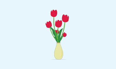 Beautiful red flower tub vector
