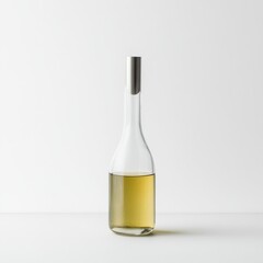 Olive Oil Bottle on White Background: Elegant Kitchenware, Healthy Cooking Ingredient, Glassware Still Life, Culinary Design