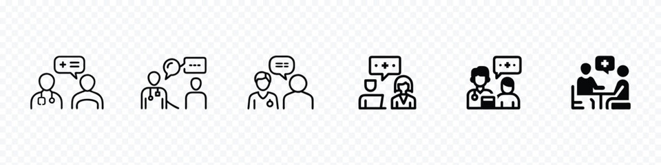 Doctor and Patient Consultation Icon – Medical Discussion and Diagnosis Symbol, Doctor talk with patient icon, Doctor consultation with patient icon