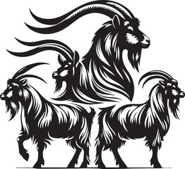 create goat Silhouette Vector with white background