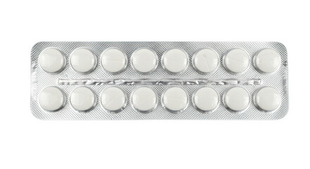 tablets in strip on white transparent background PNG