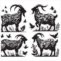 create goat Silhouette Vector with white background