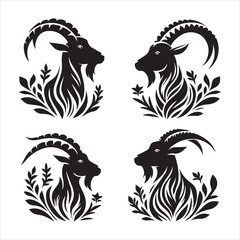 create goat Silhouette Vector with white background