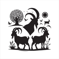 create goat Silhouette Vector with white background