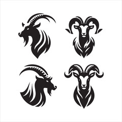 create goat Silhouette Vector with white background