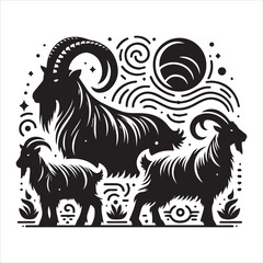create goat Silhouette Vector with white background