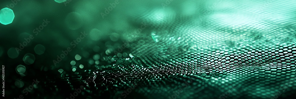 Wall mural abstract teal netting close up with bokeh lights for background
