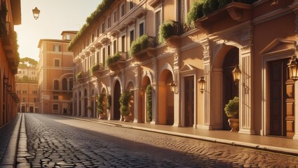 Fototapeta premium A Serene Sunny Afternoon in Rome During the Summer with Iconic Landmarks