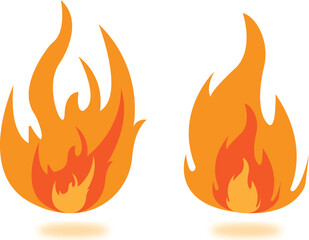 Flame Icon Collection – Bold Flat Fire Symbols , Fire Icons Set – Vector Flames for Safety, Hot Fire Symbol Pack