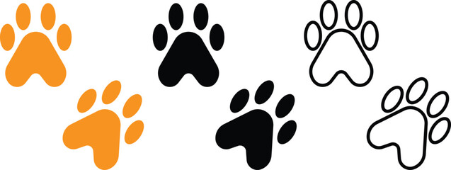 Fototapeta premium Paw Print Vector Set , Animal Paw Prints Collection , Pet Paw Print Symbols , Paw Print Icon Set