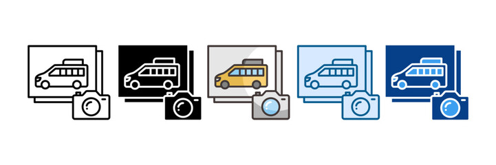Travel Photography Icon Set Multiple Style Collection