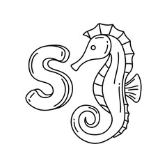 Fototapeta premium An illustration of letter S stand for Seahorse