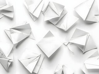 Obraz premium Abstract Composition of Crumpled White Paper Shapes on a Clean Background