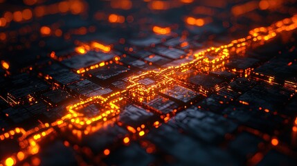 Abstract Glowing Circuit Board