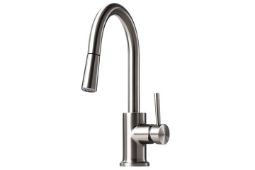 Sleek Brushed Nickel Kitchen Faucet Modern Design Pull Down Sprayer Elegant and Functional Fixture Perfect for Contemporary Kitchens Studio on transparent background