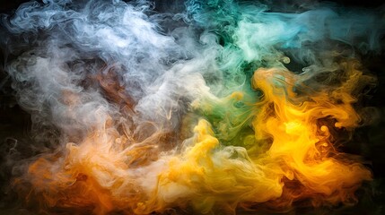 Colorful Swirling Smoke Art on Dark Background for Abstract and Creative Concepts