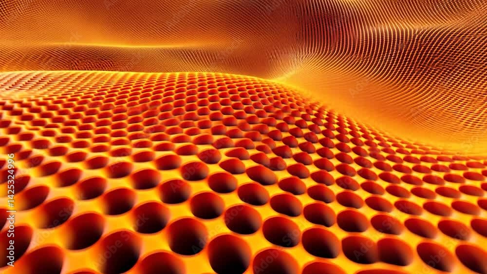 Poster Abstract orange honeycomb pattern with undulating texture.