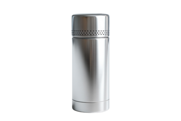 Sleek stainless steel thermos bottle perfect for keeping drinks hot or cold all day long Stylish design with perforated lid for easy on transparent background