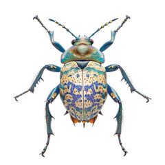 Colorful beetle showcasing intricate patterns and vibrant hues found in tropical environments during daylight