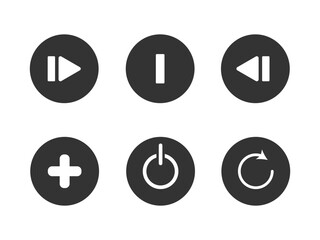 play and stop button vector icon set