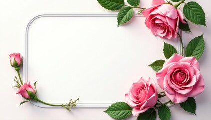 Simple oval photo funeral card template with roses and foliage , condolence, card, flowers