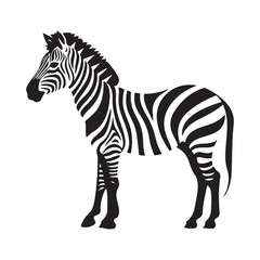 Fototapeta premium Zebra black silhouette of simple minimal vector